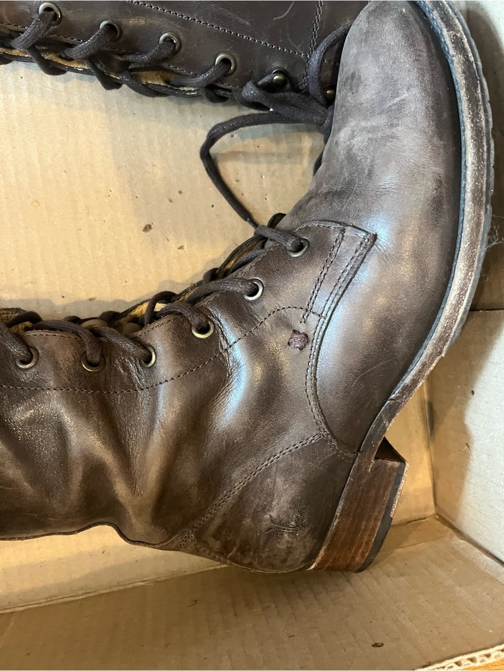 KATNISS Frye Melissa Tall Brown Leather Lace Up Knee High Riding Boot Size 9 - Picture 9 of 12
